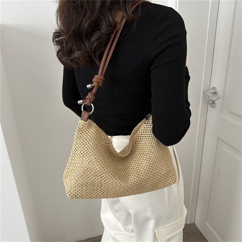 Summer Ladies Straw Bag Fashion Woven Handbag Rattan Handmade Braid Tote Large Capacity Summer Beach Handbag for Women Girls