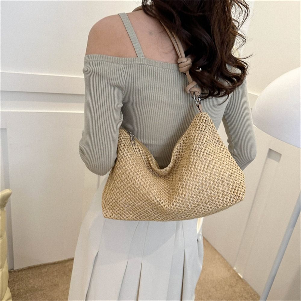 Summer Ladies Straw Bag Fashion Woven Handbag Rattan Handmade Braid Tote Large Capacity Summer Beach Handbag for Women Girls