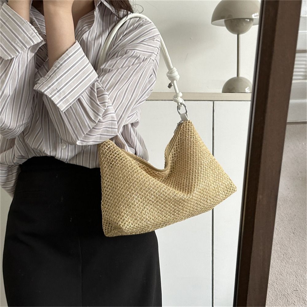 Summer Ladies Straw Bag Fashion Woven Handbag Rattan Handmade Braid Tote Large Capacity Summer Beach Handbag for Women Girls