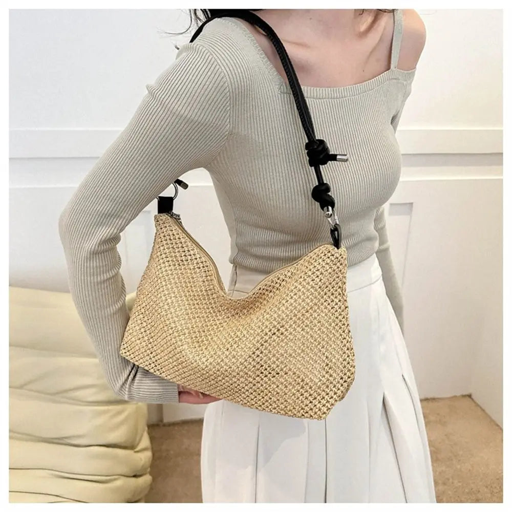 Summer Ladies Straw Bag Fashion Woven Handbag Rattan Handmade Braid Tote Large Capacity Summer Beach Handbag for Women Girls