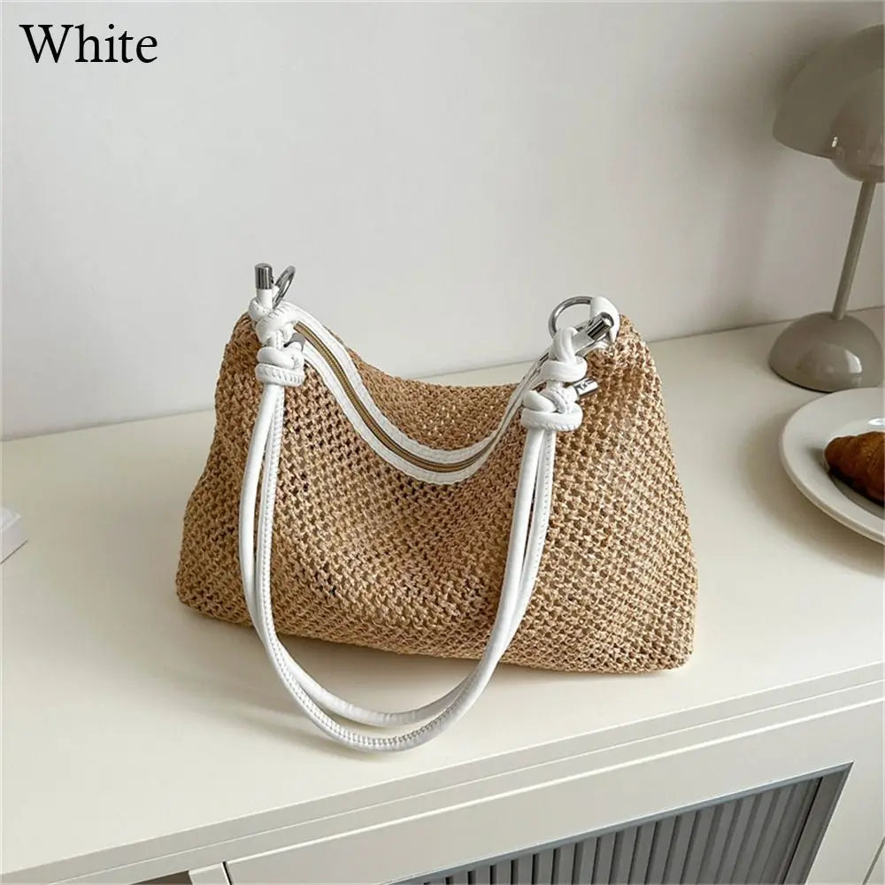 Summer Ladies Straw Bag Fashion Woven Handbag Rattan Handmade Braid Tote Large Capacity Summer Beach Handbag for Women Girls