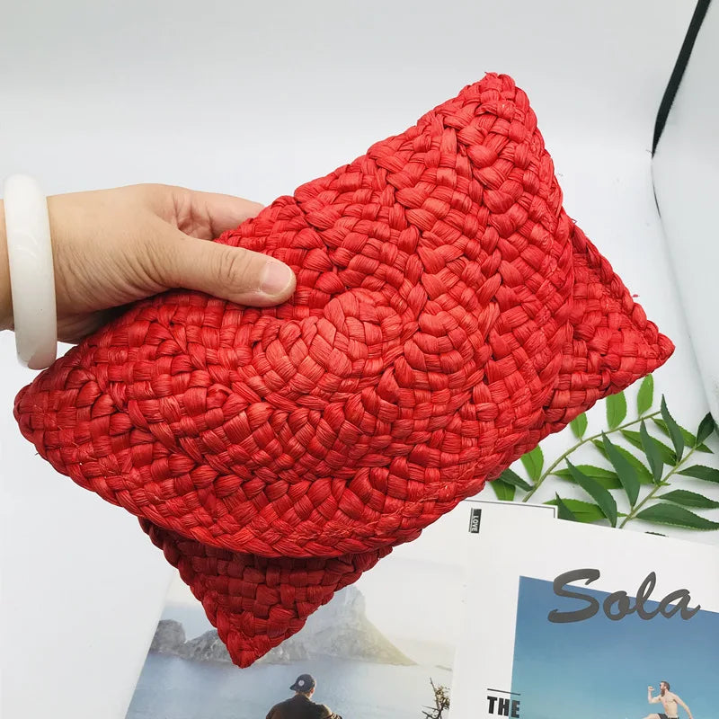 Straw Flap Clutch Purse for Women