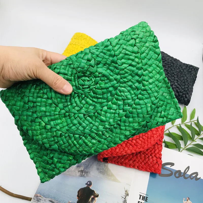 Straw Flap Clutch Purse for Women