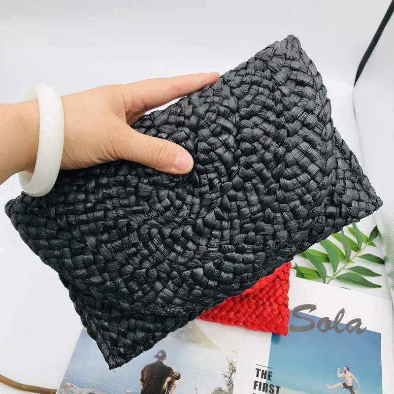 Straw Flap Clutch Purse for Women