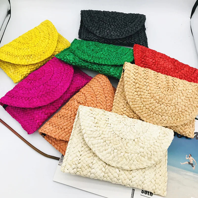 Straw Flap Clutch Purse for Women