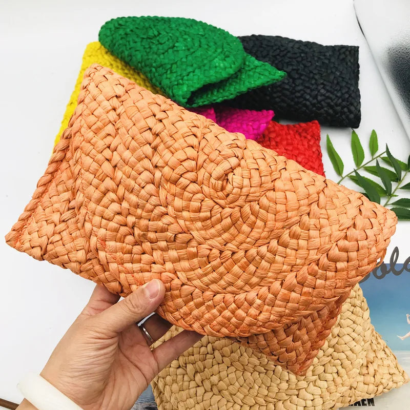 Straw Flap Clutch Purse for Women