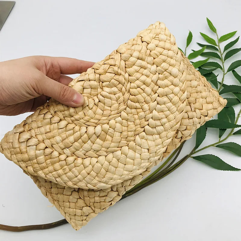 Straw Flap Clutch Purse for Women