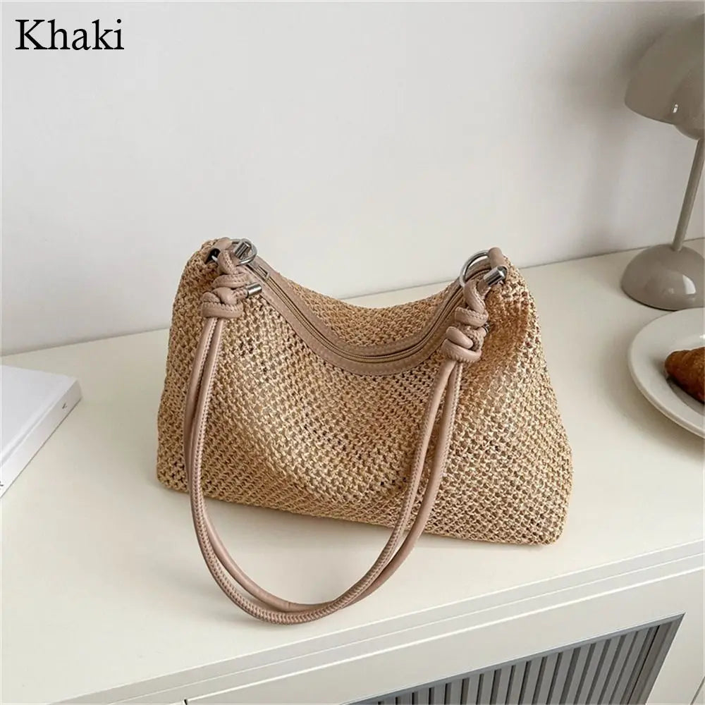 Summer Ladies Straw Bag Fashion Woven Handbag Rattan Handmade Braid Tote Large Capacity Summer Beach Handbag for Women Girls